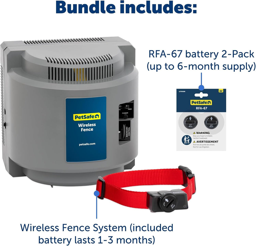 PetSafe Wireless Pet Containment System with 2 Replacement Collar Batteries