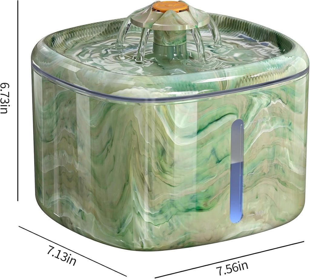Cat Water Fountain Automatic 2.5L, Interactive Spinning Top & Camouflage Design, Ultra-Quiet Pump with 4-Stage Filter, Pet Water Dispenser with 2 Filters for Multiple Pets (Green+8 Filters)