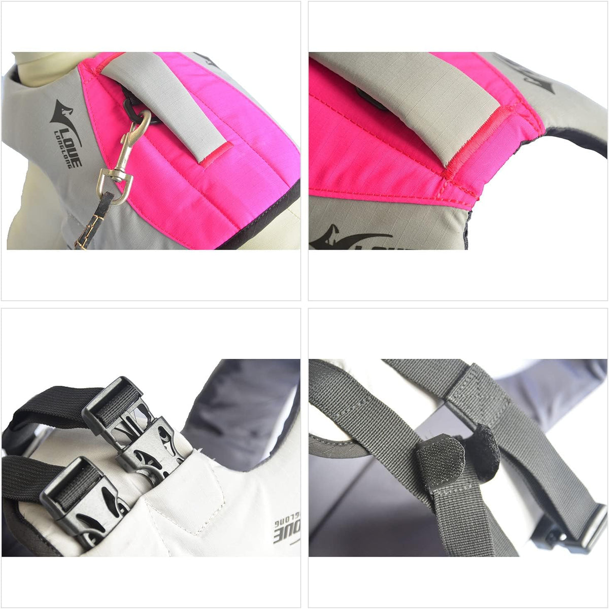 Dog Life Jacket, Sport Style Dog Float Coat with Excellent Buoyancy, Stylish Dog Swimming Safety Vest with Rescue Handle for Small Medium Large Dogs Rosered L
