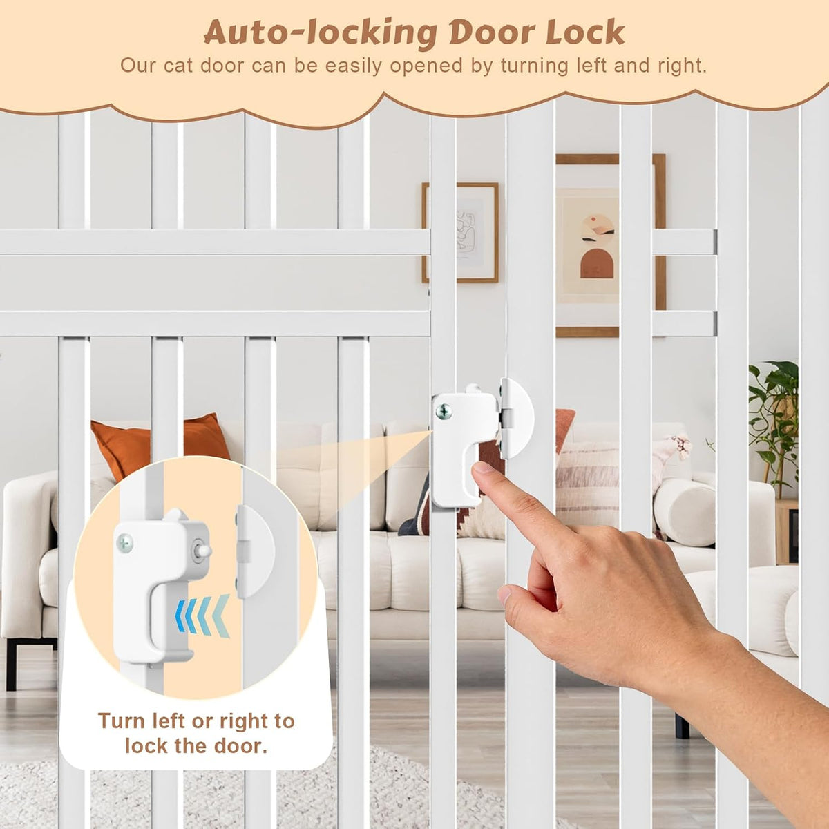 78.7" Extra Tall Pet Gate with Cat Door 27.5"-37.4" Wide Cat Gate