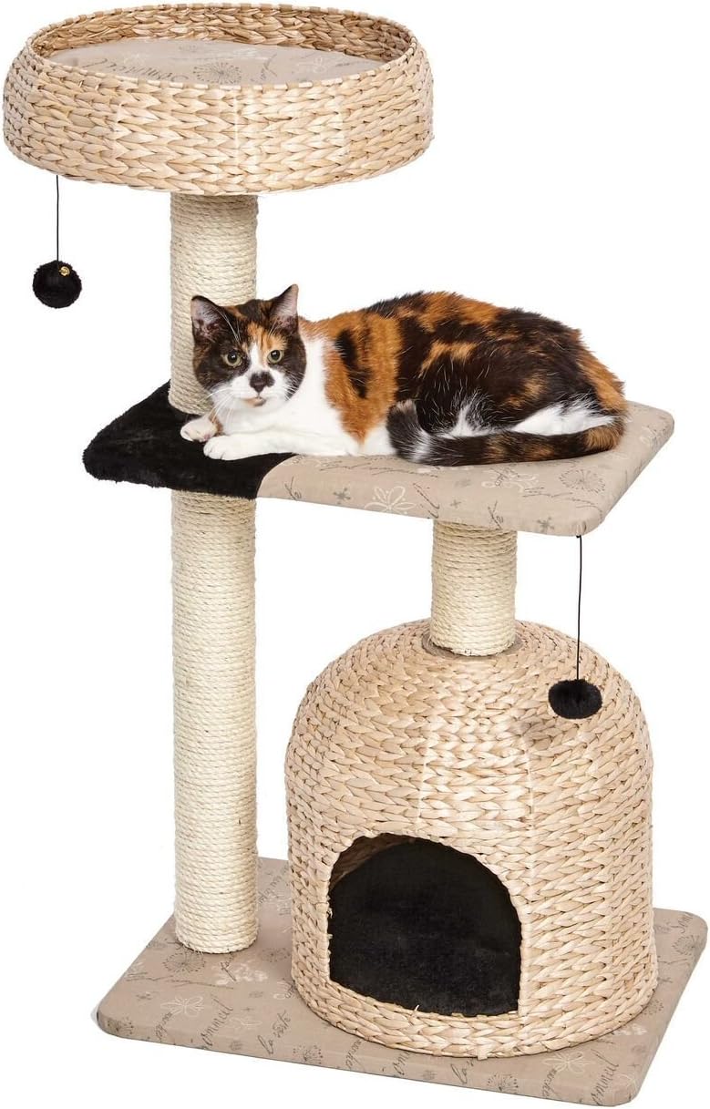 MidWest Homes for Pets Cat Tree | Tower Cat Furniture, 5-Tier Cat Tree w/Sisal Wrapped Support Scratching Posts & High Cat Look-Out Perch, Mushroom/Diamond Pattern, Large Cat Tree
