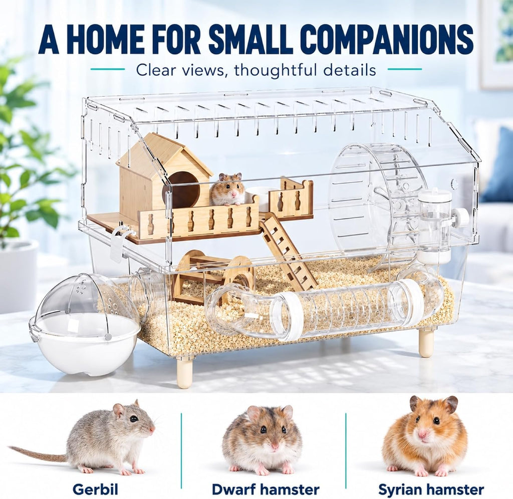 9 in 1 Dwarf Hamster Cage,Acrylic Hamster Cage with Tubes,Casa para Hamster