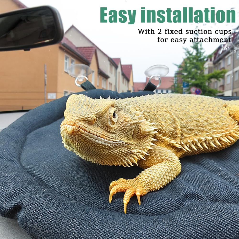 Bearded Dragon Bed, Portable Lizard Car Hammock with Suction Cup Washable Small Animal Sleep Cushion for Gecko Hamster