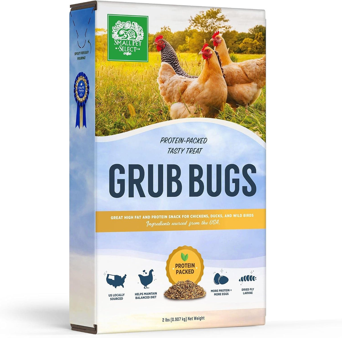 Small Pet Select Grub Bugs, Black Soldier Fly Larvae, Non-GMO, Locally Sourced PNW, 2 lb (Pack of 2)
