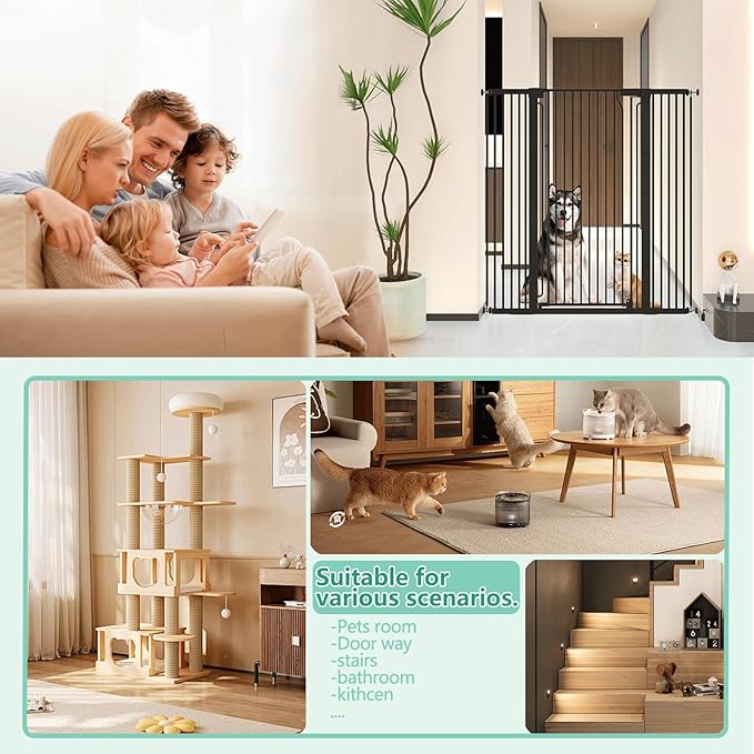 51" Extra Tall Cat Gate for Doorway Auto Close Encrypted Cat Gate 28.5"-48.7" - Image 5