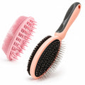 2PCS Double Sided Dog Grooming Brush w/Silicone Dog Bath Brush Pink