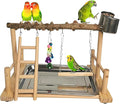 Hamiledyi Parrot Playground Bird Playstand Wood Exercise Play Perch Exercise Gym by Hamiledyi