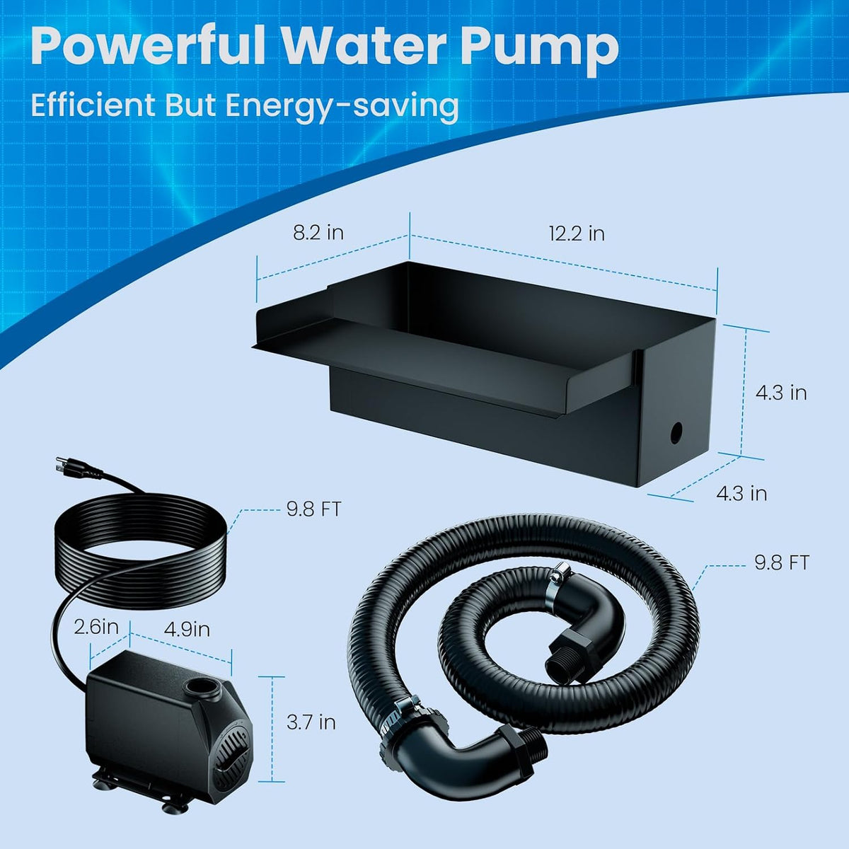 Biling 12" Pond Waterfall Spillway Kit,40W 660GPH Waterfall Pump for Stream