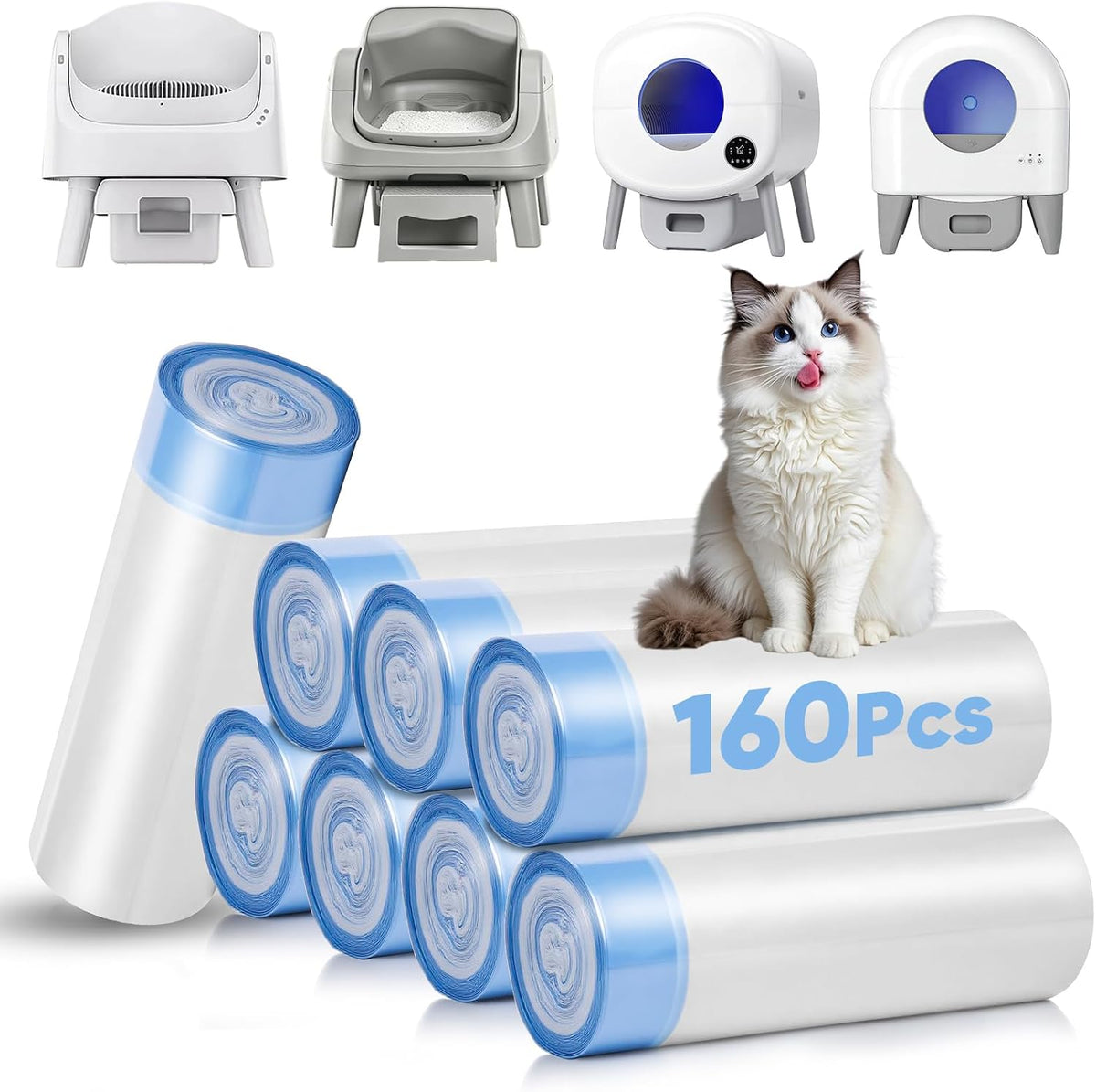 160 Count Cat Litter Box Liners Compatible with Cmg Fmo Fstg Litter Box