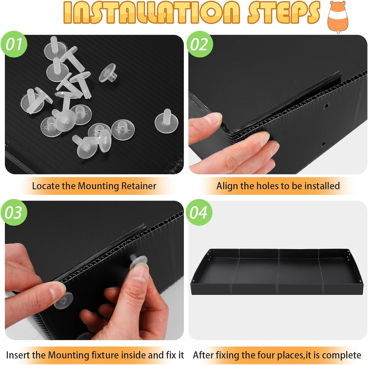Wenqik 2 Pcs Guinea Pig Cage Liner Corrugated Plastic Base, Dark Black