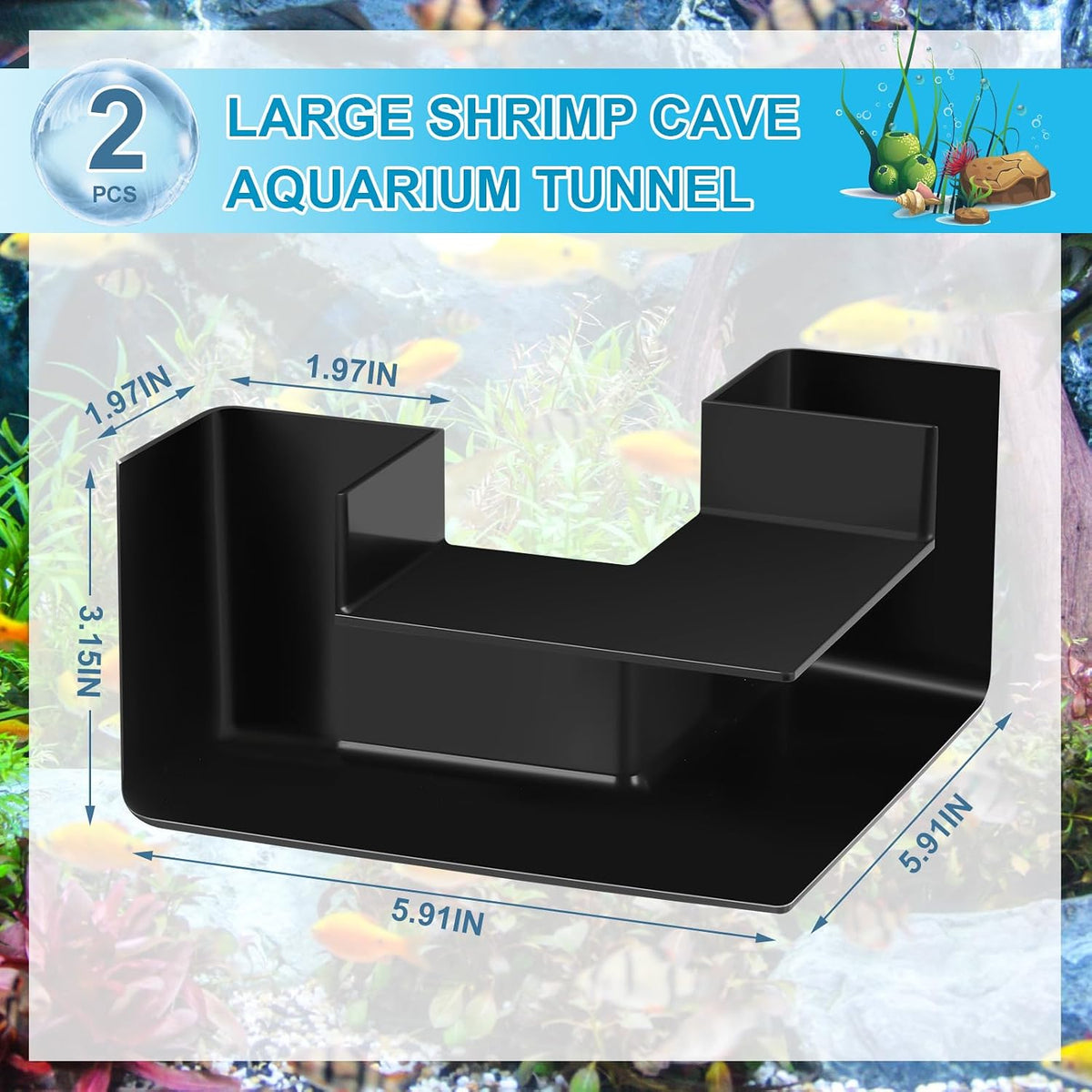 Nuanchu 2 Pcs Aquarium Underground Tunnel, Dual-Entrance Fish Hideout Cave