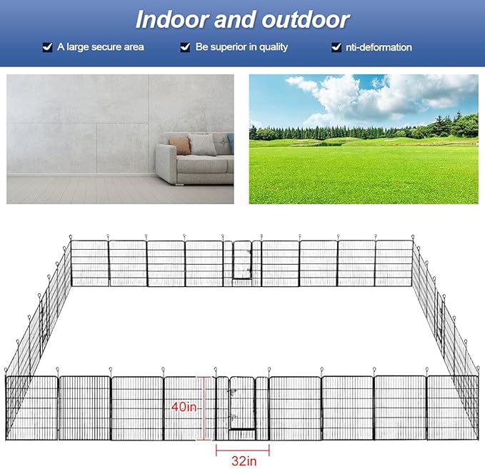 BestPet | Dog Playpen | 40 Inch, 32 Panels | Heavy Duty Metal Pet Exercise Pen - Image 7