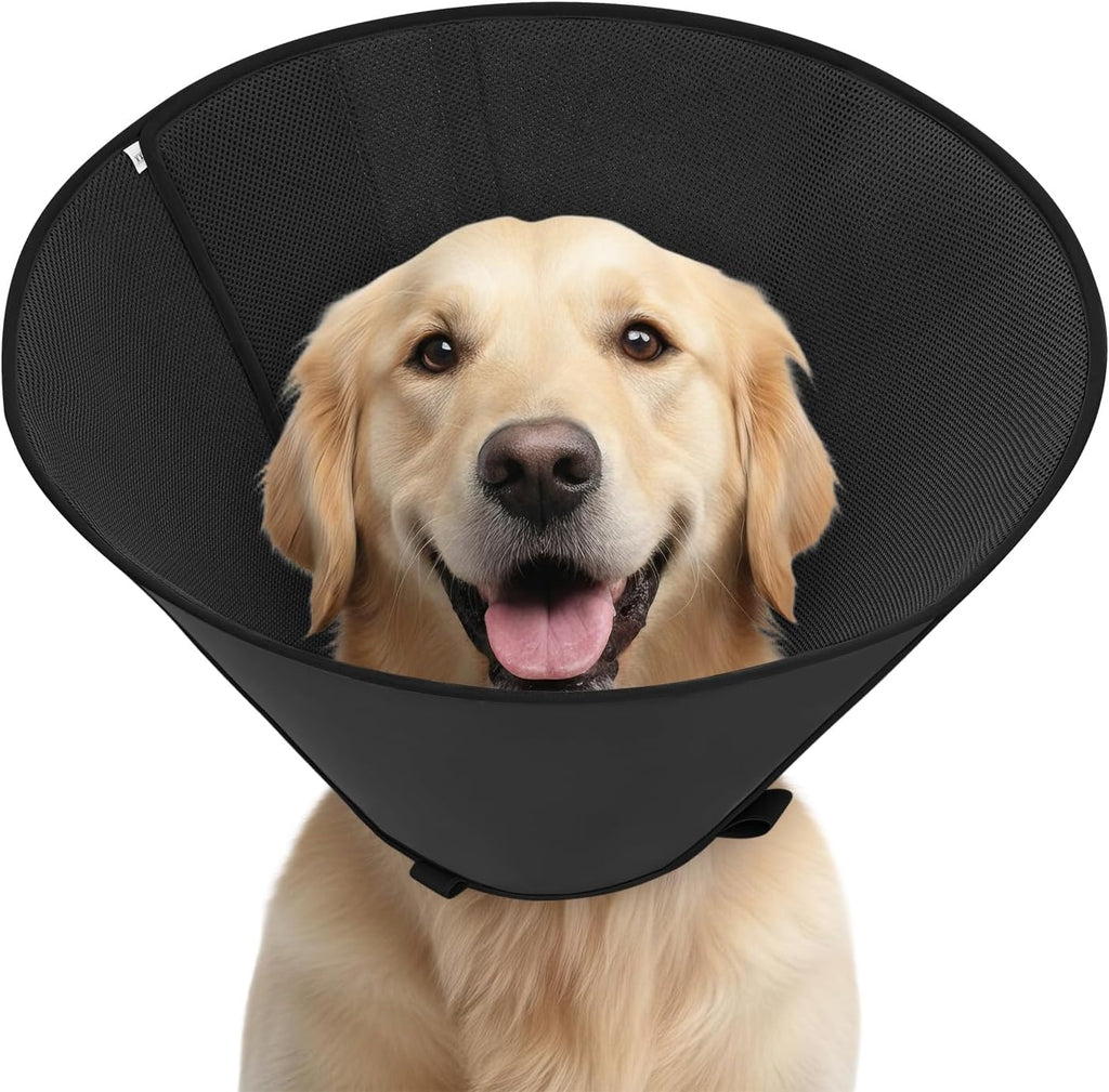 Soft Dog Cone Collar to Stop Licking After Surgery, Mesh Breathable Pet Recovery Collar for Large Medium Dogs, Elizabethan Cone Alternative(XXL)