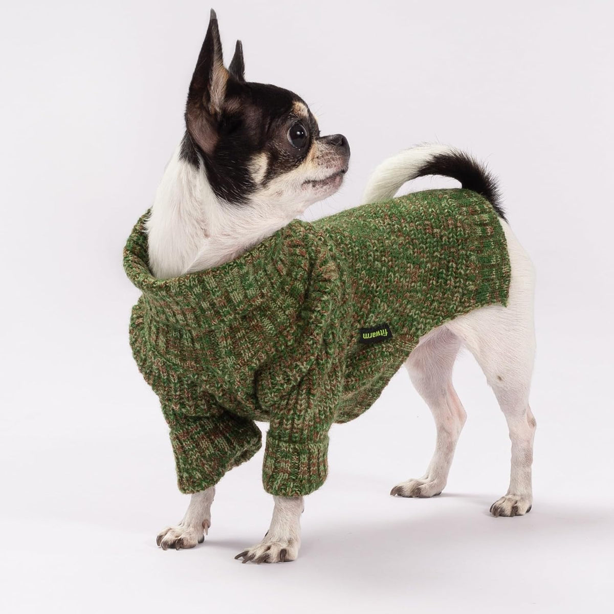 Fitwarm Knitted Turtleneck Dog Sweater, Thermal Dog Winter Clothes for Small Dogs Boy Girl, Holiday Pet Outfit, Heather Green, Medium