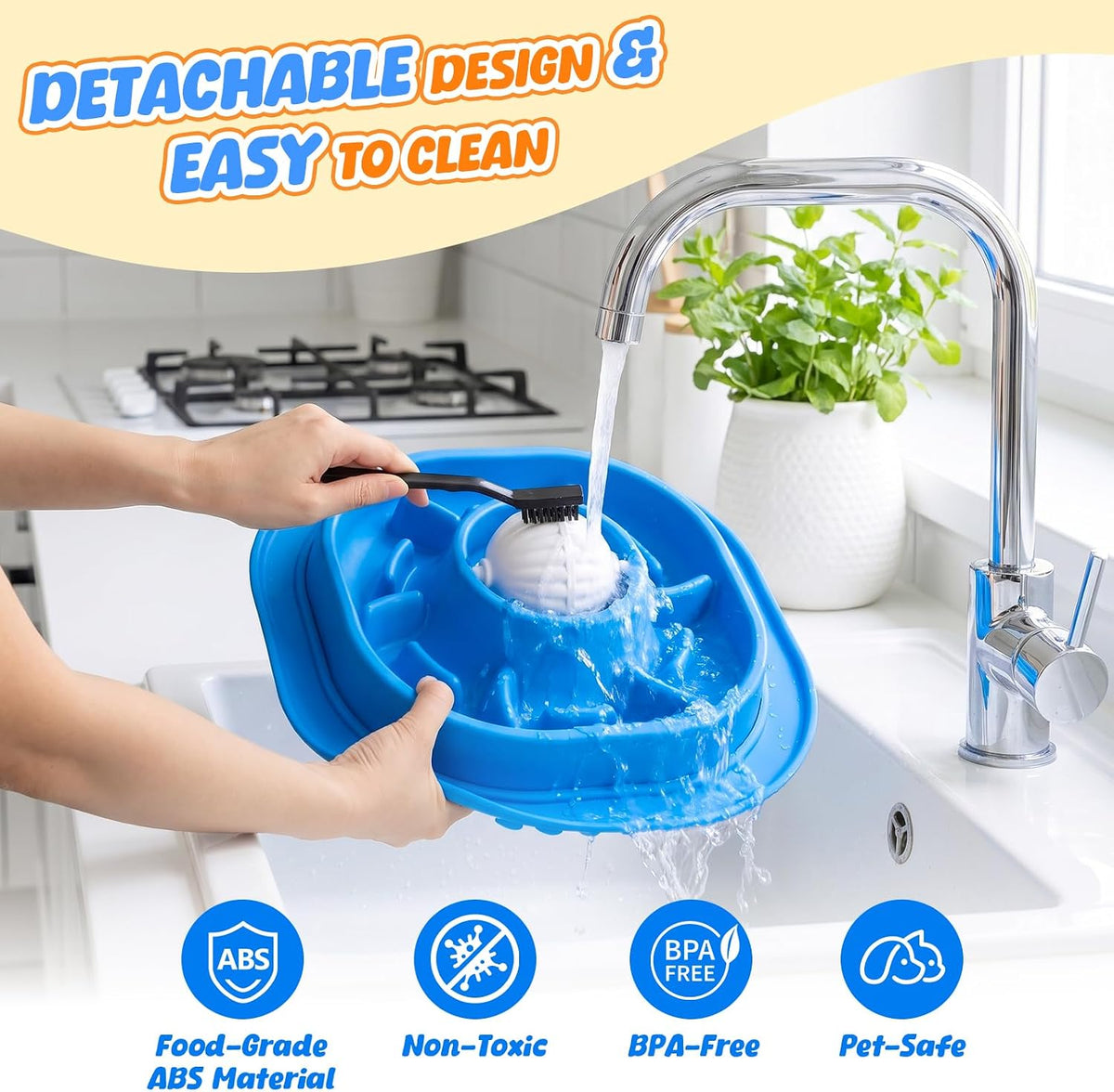 Slow Feeder Dog Licking Bowl with Rolling Ball, Lick Toy, Anti Boredom Toys