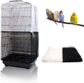 Daoeny 2Pcs Adjustable Bird Cage Cover, Upgraded Airy Nylon Mesh Parrot Net with Sequins, Universal Seed Feather Catcher, Soft Birdcage Cover Skirt Sheer Guard for Parakeet Macaw Round Square Cages