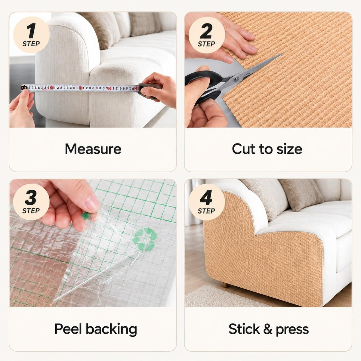 Cat Scratch Furniture Protector, Self-Adhesive Carpet Mat, Brown