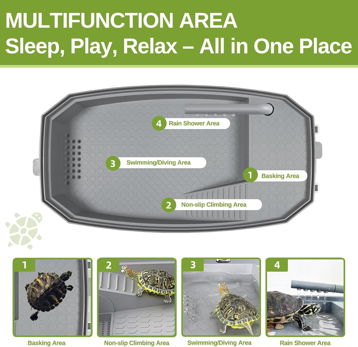 Turtle Tank Kit 3 Gal Escape-Proof with Basking Platform, Pump and Lid