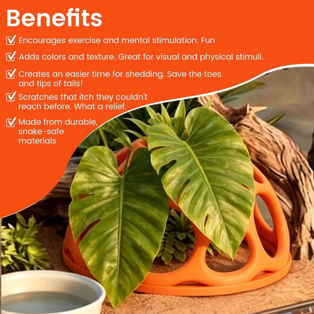 Medium Snake Jungle Gym for Small to Medium Snakes, Reptile Climbing Frame and Enrichment Decor for Corn Snakes, Hognose Snakes, Juvenile Ball Pythons, Bearded Dragons and Chameleons (Orange)