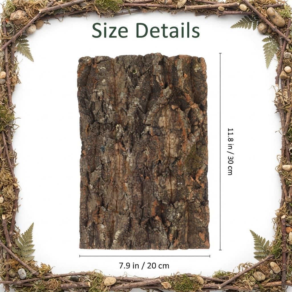 DOITOOL 2 PCS Natural Cork Bark Background, 11.8" x 7.9" Reptile Tree Bark Reptile Hides for Tank Backdrop Climbing Wall Terrarium Decor Accessories for Bearded Dragon Lizard Geckos Tortoise