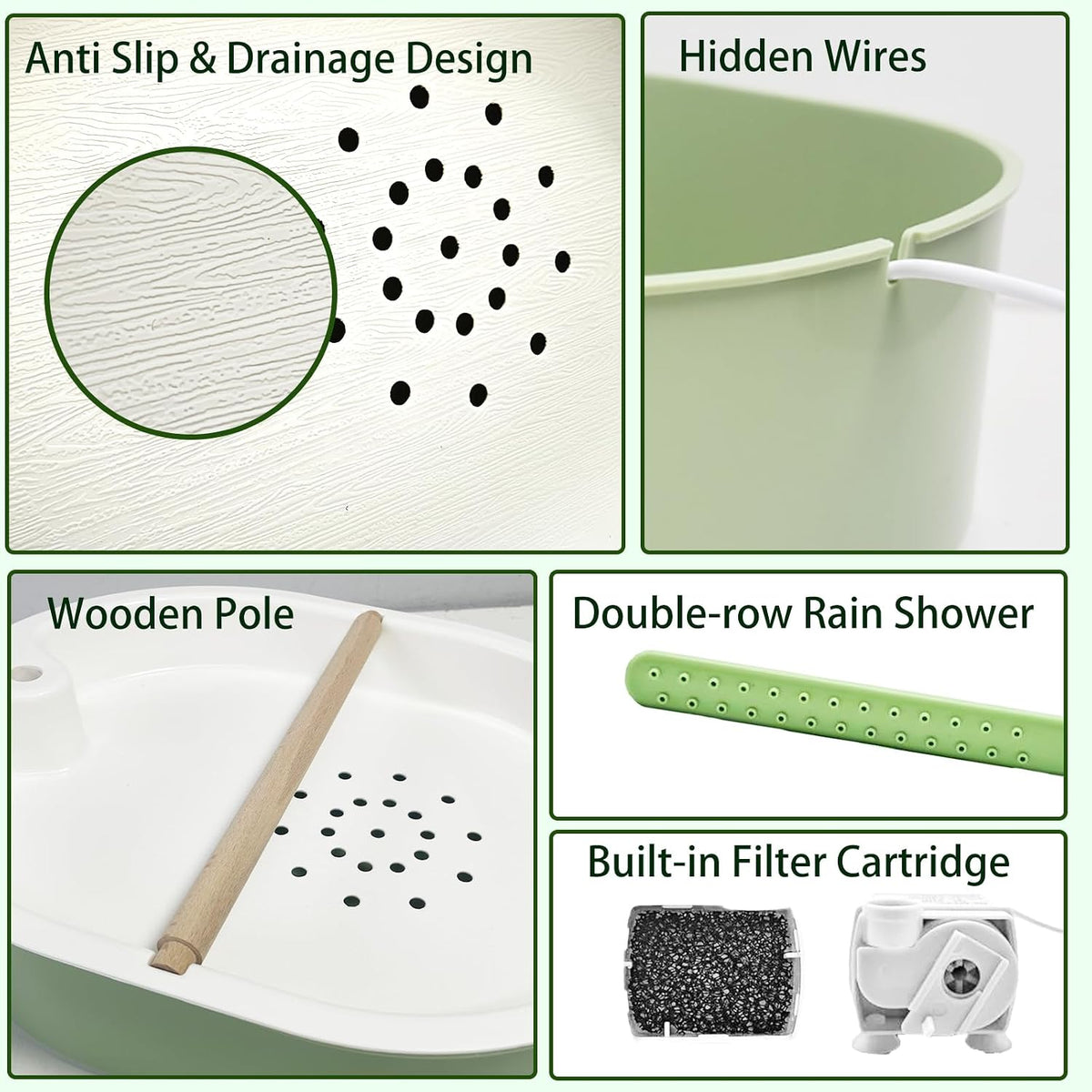 kathson Large Bird Bath Shower,Automatic Parrot Bathtub Fountain