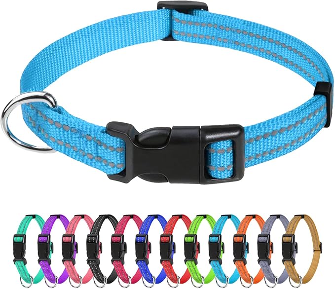 TagME Dog Collars for Small Dogs, Reflective Nylon Pet Collar by TagME