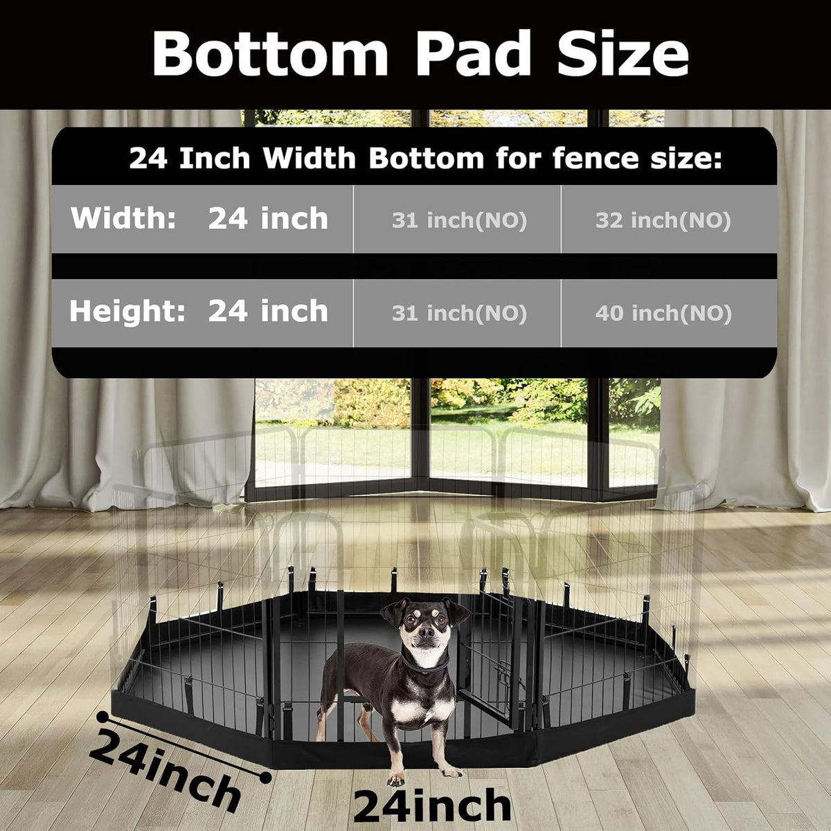 PJYuCien Octagon Playpen Bottom Pad for 24'' Width 8 Panel Pen, Black