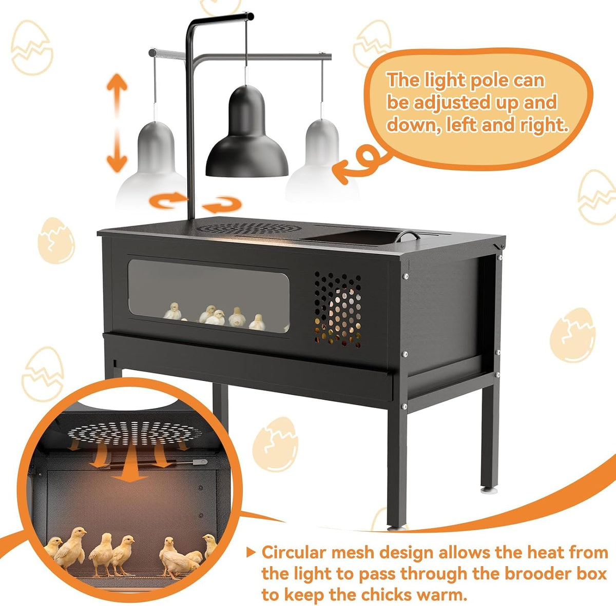 HAYOHRT Chicken Brooder Box - Stand-Up Brooder Pen for Chick Brooder with Lamp Stand & Removable Collection Tray Accommodates Up to 15 Chicks Ideal for Chickens Ducks Quails, No Lamp