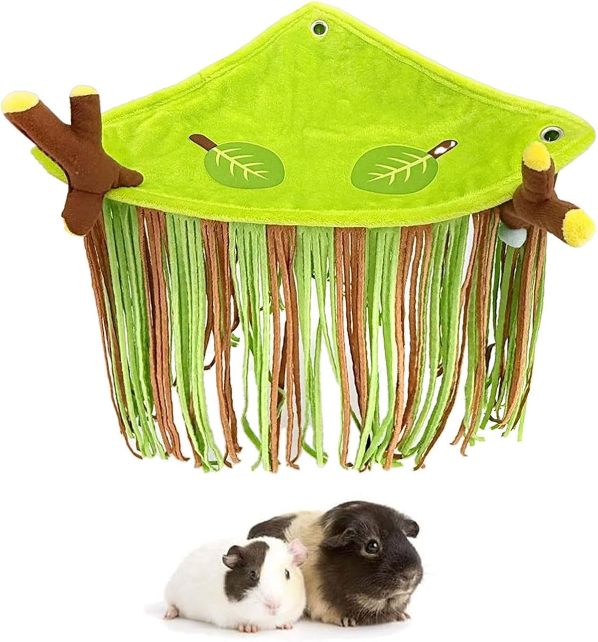 Guinea Pig Hideout Forest Fleece Corner Hideaway for Cage Accessories, Soft Fleece Tassel Hammock Tent for Small Animals, Bunny, Ferret, Chinchilla, Rat, Hedgehog, Dwarf Rabbit,Triangle