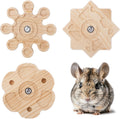 BOXOB 3pcs Rotating Chinchilla Toy, 3 Styles Wooden Chinchilla Chew Toy for Teeth Hanging Interactive Pet Toys Cage Accessories for Guinea Pig Hamsters Gerbil Rat Rabbit