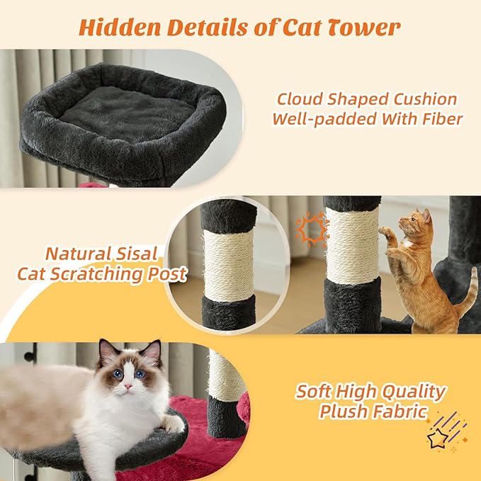 Cat Tree Tower 44 Inch, Small Cat Tower - Image 3