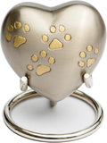 Urn for Pet Ashes Love Paw Heart Stand Cremation Memorial, Pewter 3"