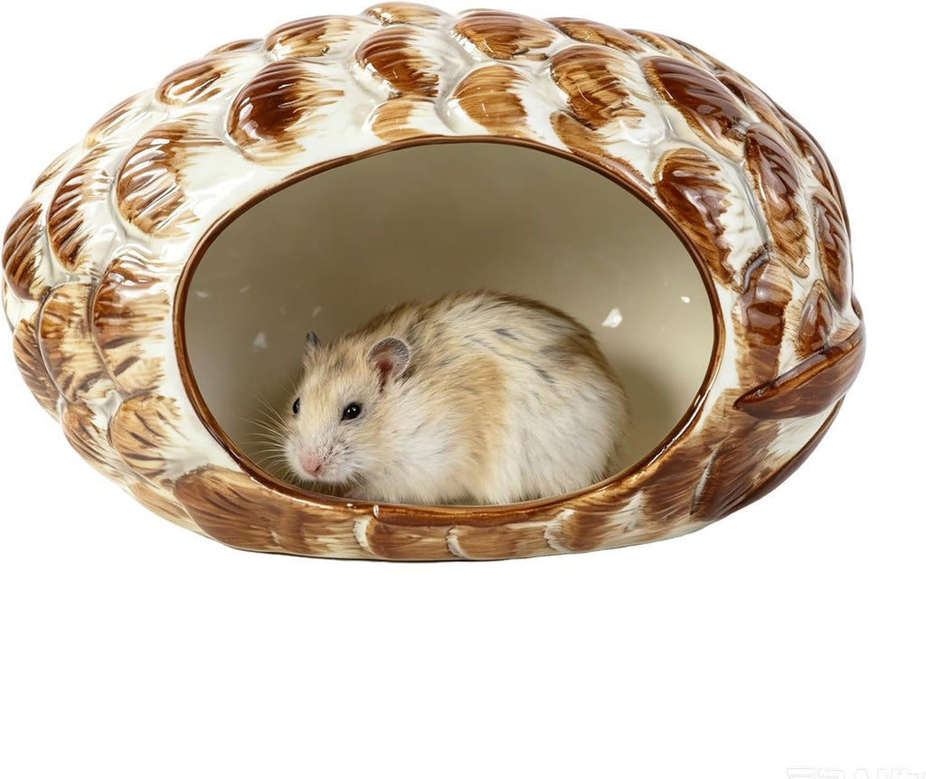 WishLotus Ceramic Hamster Hideout, Pinecone Hamster House for Summer Cooling
