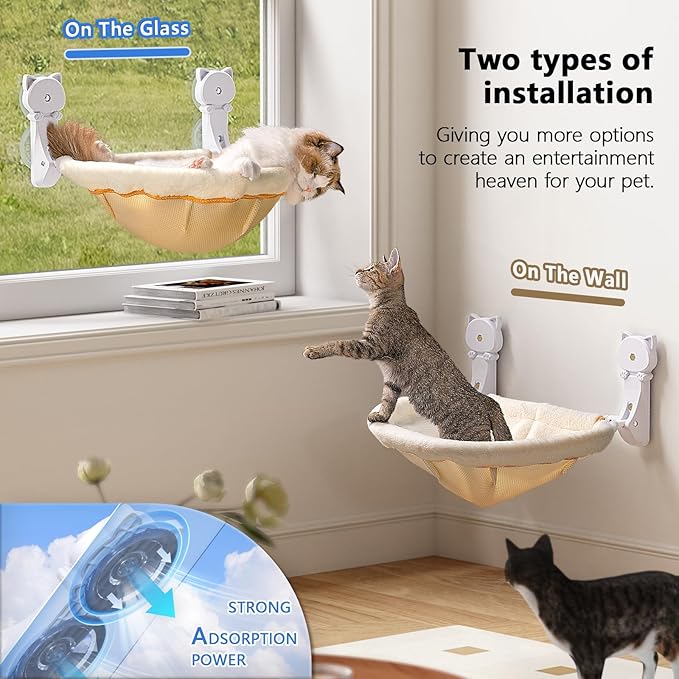 Cat Window Perch Cordless, Foldable & Stable Cat Beds- Breathable Cat Window - Image 3