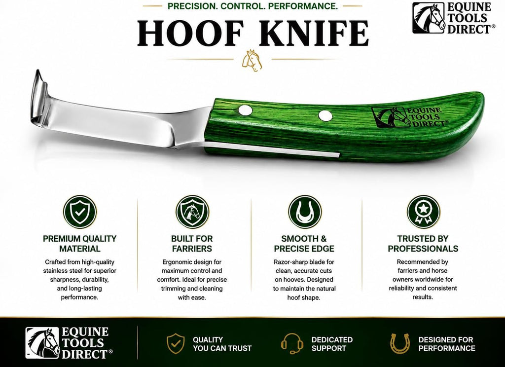 Right-Hand Straight Blade Hoof Knife, Green Handle