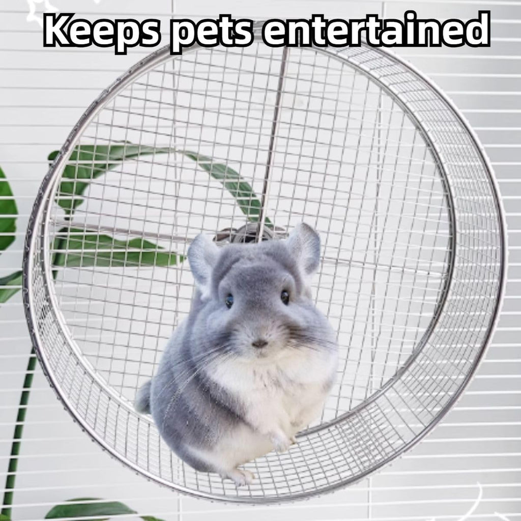 Large Stainless Steel 11.81''L x 3.94''W x 11.81''H Silent Running Wheel for Chinchilla, Toys for Cage, Super Mute Spinner Exercise Running Wheel for Gerbils, Rat, Mice