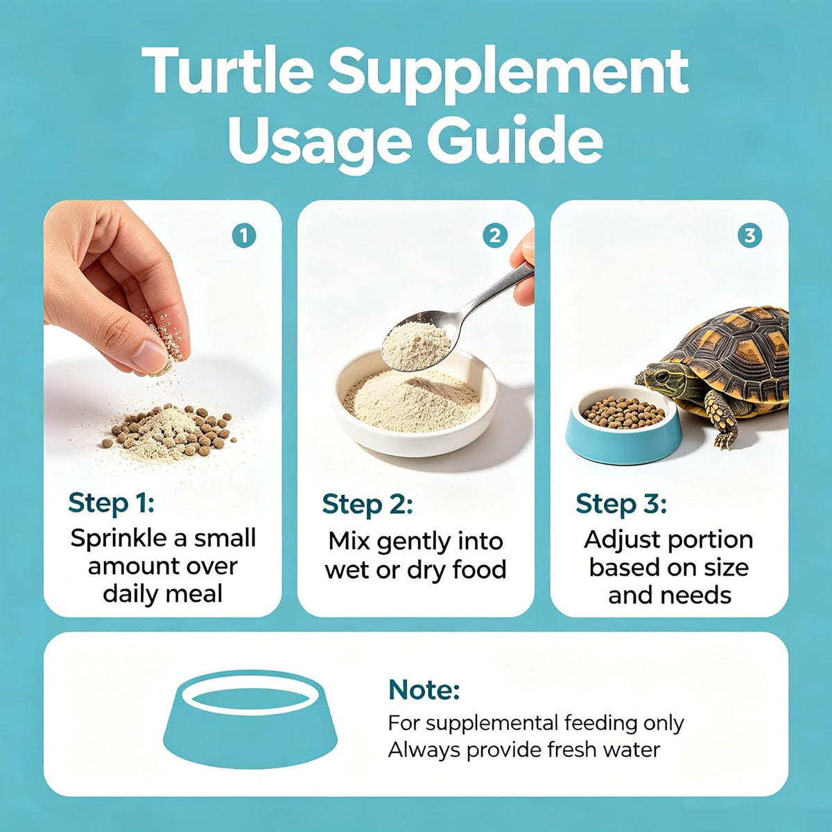 Cuttlebone Powder for Turtles – Natural Calcium Powder, Fine & Safe, Supports Strong Shell & Bones, Promotes Growth & Vitality, 4 oz – Ideal for Aquatic & Terrestrial Turtles, Bearded Dragons & More