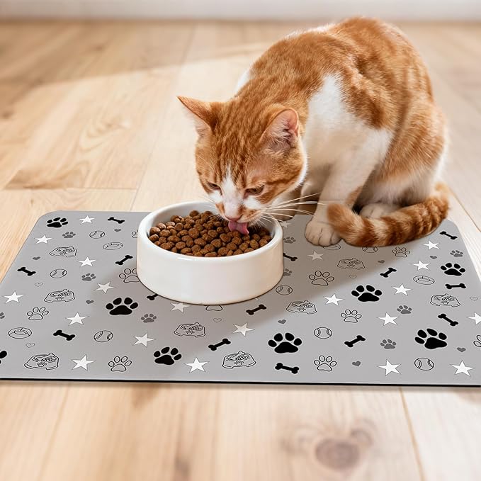 Dog Food Mat for Pet Cat Food Mat, Non-Slip Cat Pet Feeding Mats for Floor - Image 3