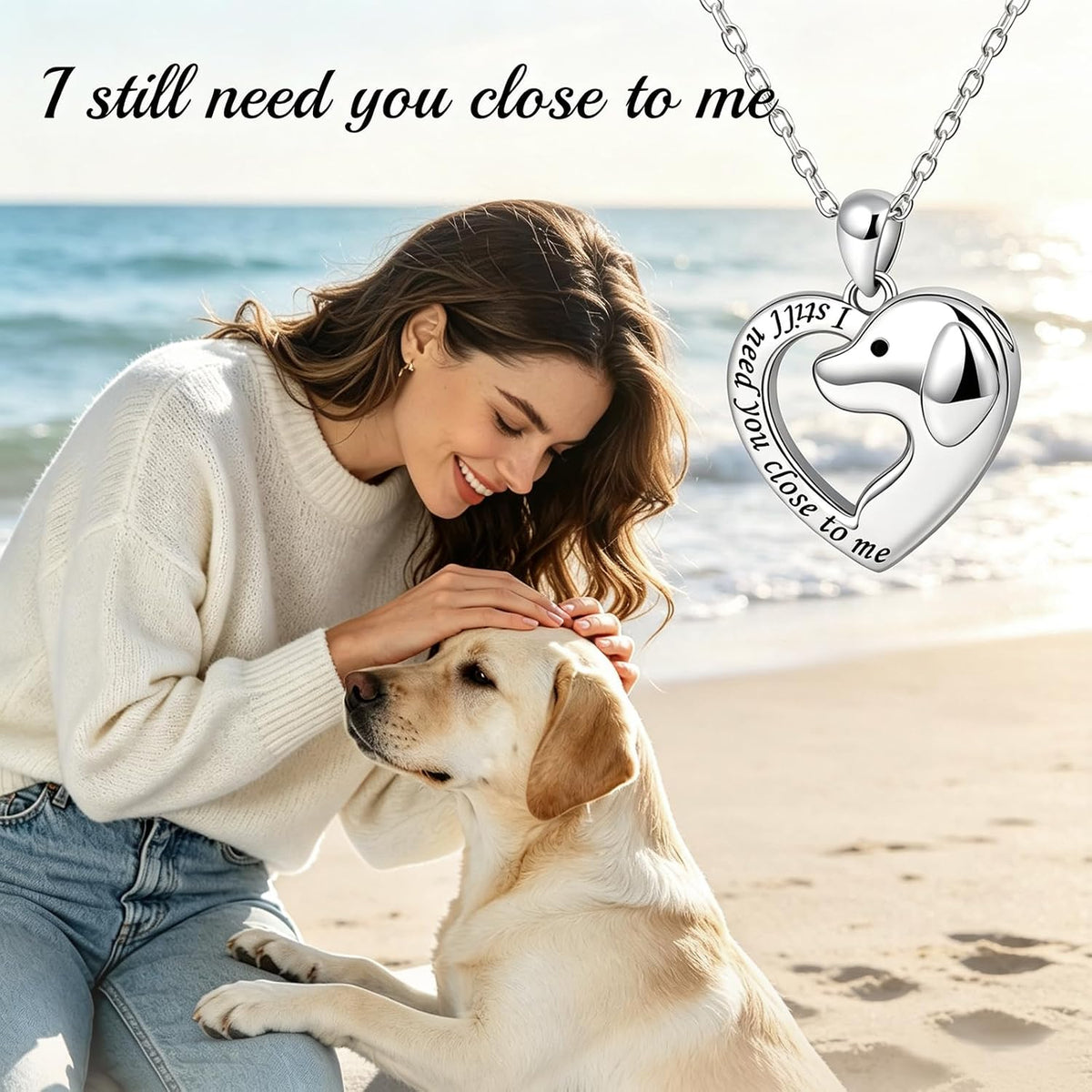 YLT Pet Cremation Urn Heart-shaped Necklace for Ashes for Dog