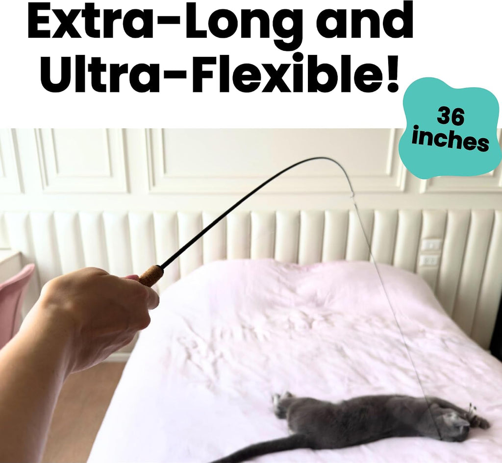 Forever Stick Unbreakable Cat Wand Toy, Durable Feather Teaser