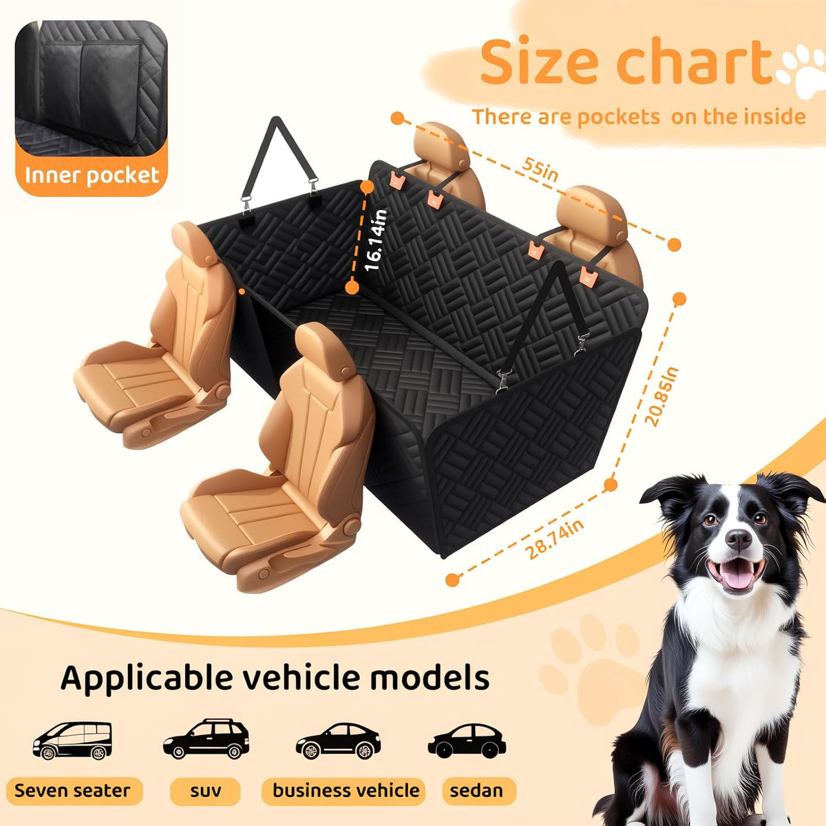 Dog Car Seat Cover for Back Seat Backseat Extender for Dogs with Mesh Window Scratch Resistant Durable and Safer Easy to Use and Clean for Large and Multiple Dogs