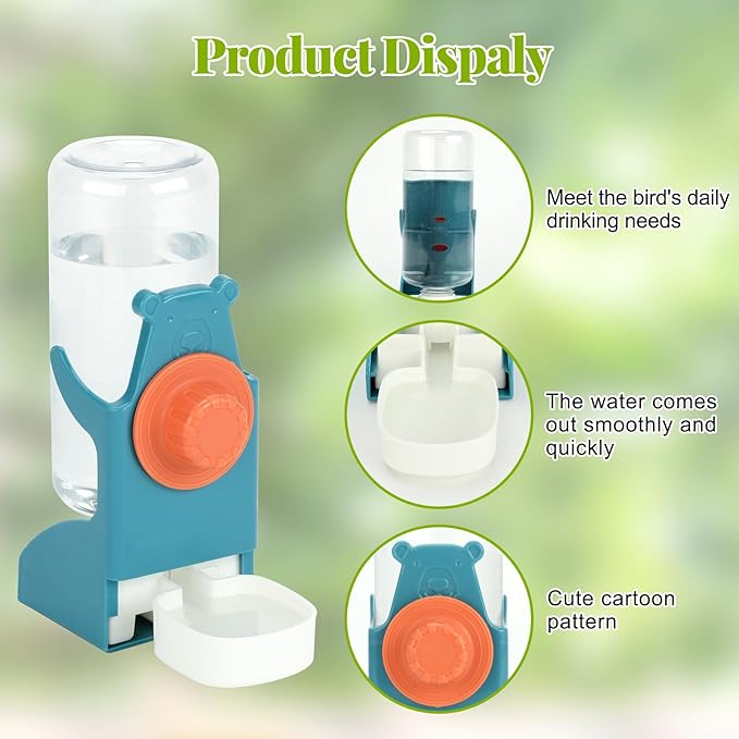Rypet No Mess Bird Water Feeder Dispenser Set Automatic Bird Feeder Transparent - Image 3