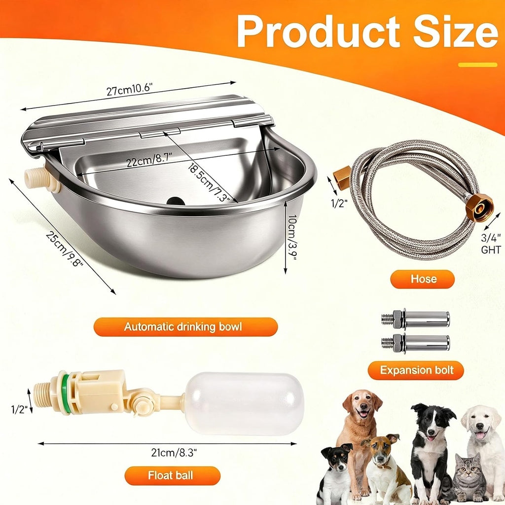 Automatic Dog Water Bowl Dispenser 304 Stainless Steel Dog Waterer