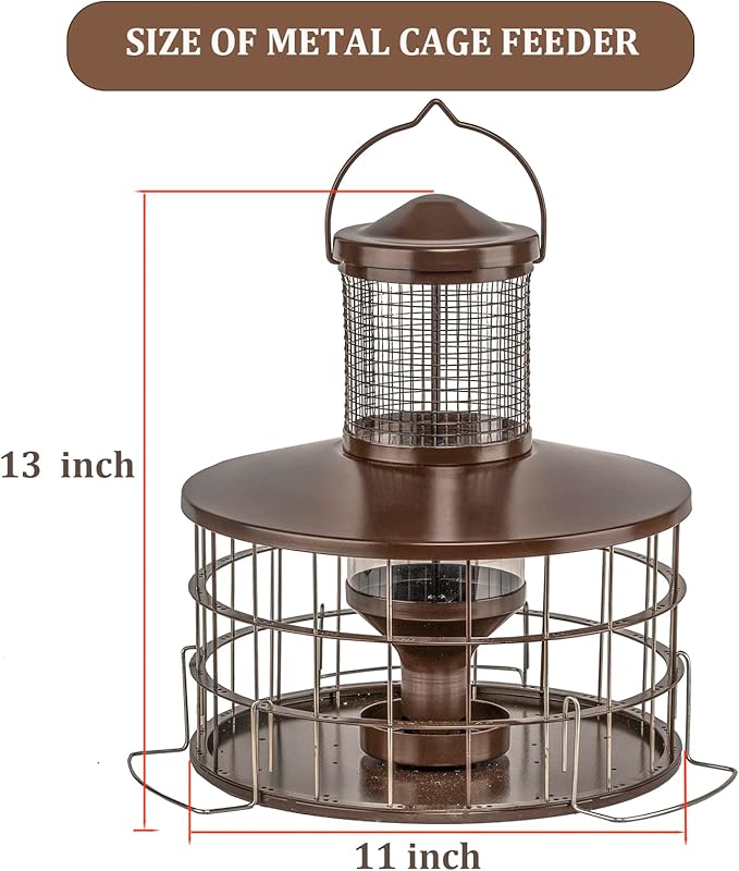 Upgraded Squirrel Proof Bird Feeders, 3Lbs Capacity Caged Bird Feeder, - Image 7