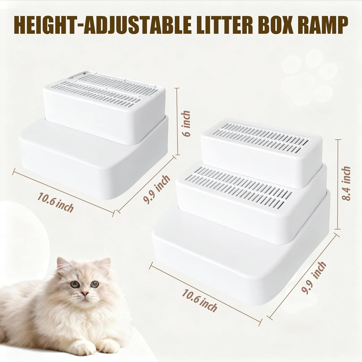 3 Steps Cat Litter Box Step with Litter Mat for Automatic Litter Boxes