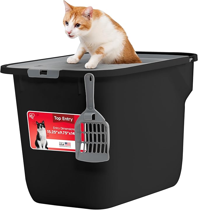 IRIS USA Cat Litter Box, Large Cat Box Enclosure, Top Entry by IRISUSA