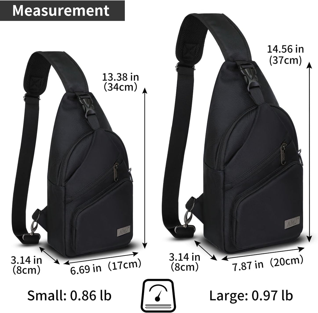 Sling Bag for Men, Upgraded Type-C Charging Port Casual Shoulder Chest Bag, Crossbody Sling Bag, Casual Shoulder Backpack, Chest Daypack Satchel for Hiking Travel (Black, Small)