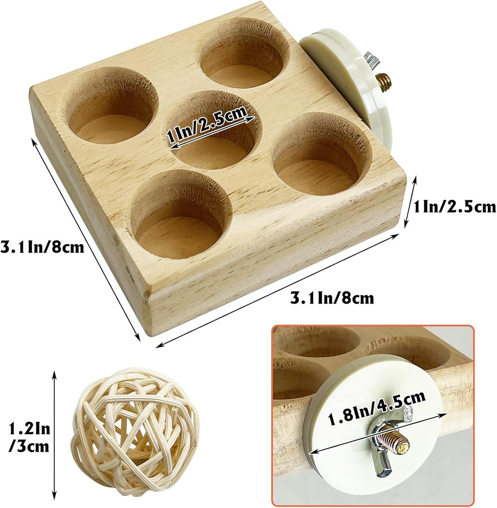 2 Pack Wooden Foraging Bird Toys - Interactive Slow Feeder Enrichment for Conures, Budgies and Lovebirds | Cage Climbing Puzzle Toys for Small Parrots Promoting Natural Pecking Behavior