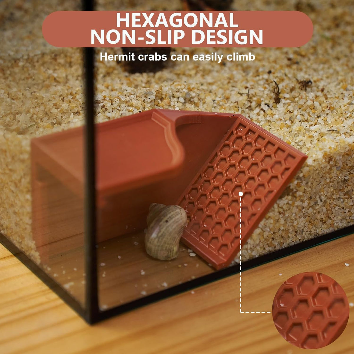 Hermit Crab Underground Hideout Cave Corner, 3 in 1 Habitat Shelter with Food Bowls, DIY Hermit Crab Climbing Toy Accessories (Brown)