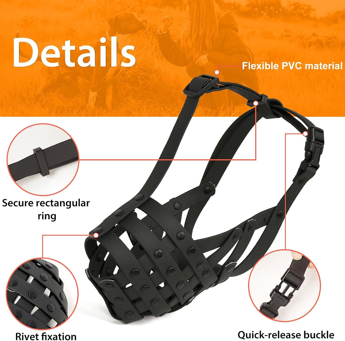 Mayerzon Pitbull Dog Muzzle for Large Medium Dogs Prevent Biting Scavenging